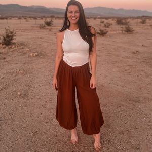 Oh My Gauze Clay Colored Pants in O/S.